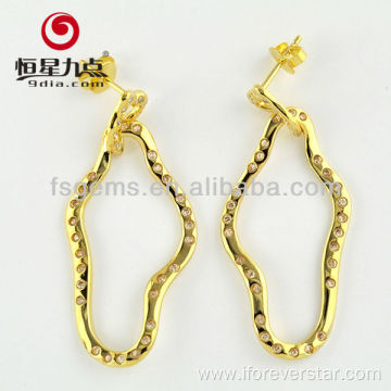 Wholesale 925 Silver 24K Gold Plated CZ Earrings